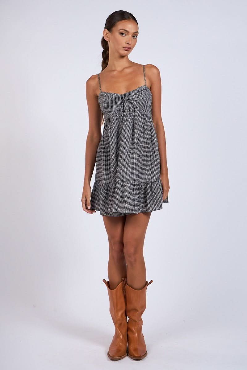 Gracie Black Gingham Cami Mini Dress