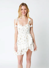 Riley Yellow Floral Eyelet Bustier Mini Dress