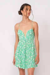 Lucia Aqua Green Floral Corset Cami Dress