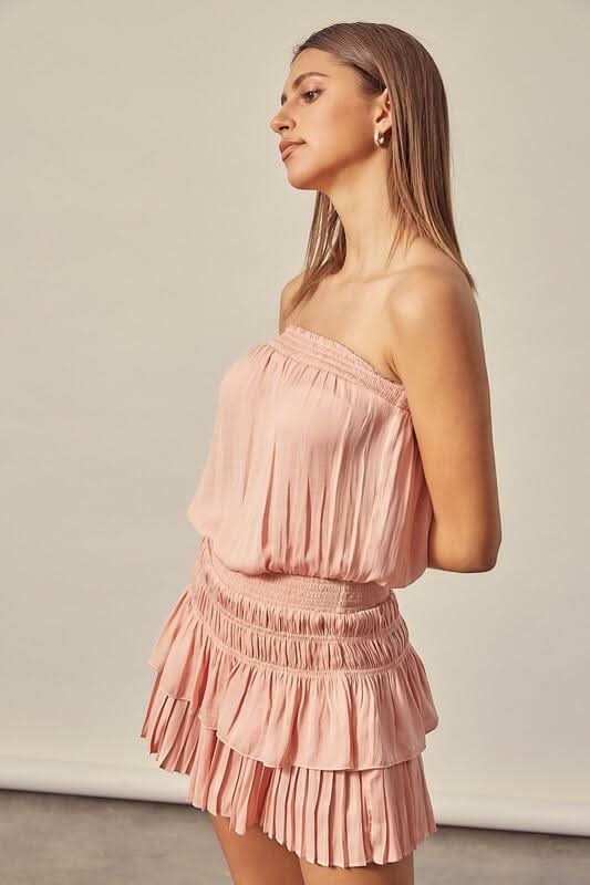 Lovely and Sweet Coral Cloud Strapless Mini Dress