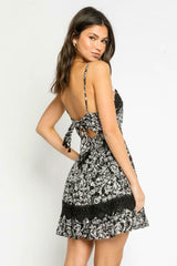 Instant Charmer Black Floral Print Mini Dress