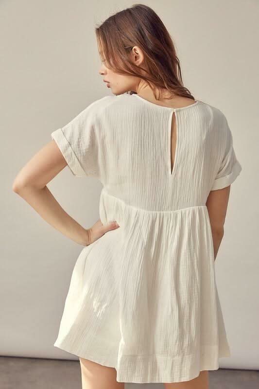 I Need You More White V-Neck Romper Dress