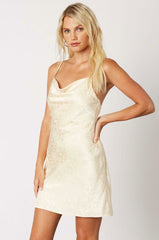 No Regrets Cream Floral Satin Cowl Neck Mini Slip Dress