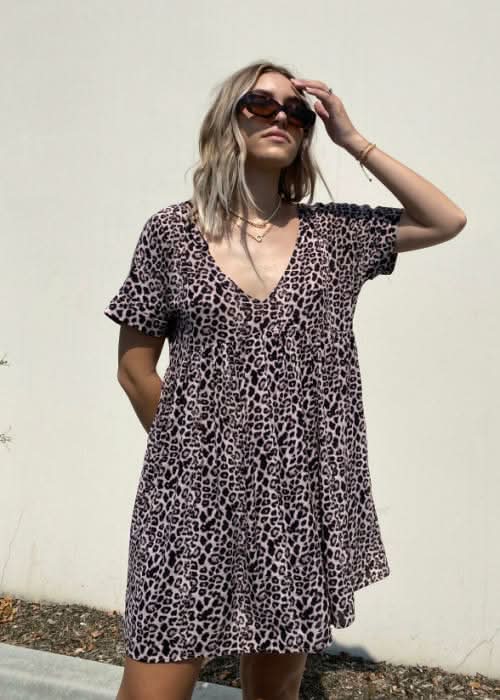 Corrie Leopard Print Romper Dress
