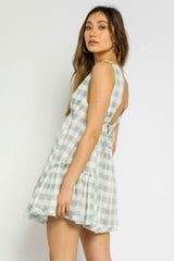 Days Of Summer Mint and White Gingham Print Swing Dress