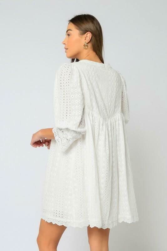 Edwina White Eyelet Shift Dress