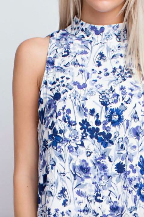 So Possible Blue and White Floral Mini Dress