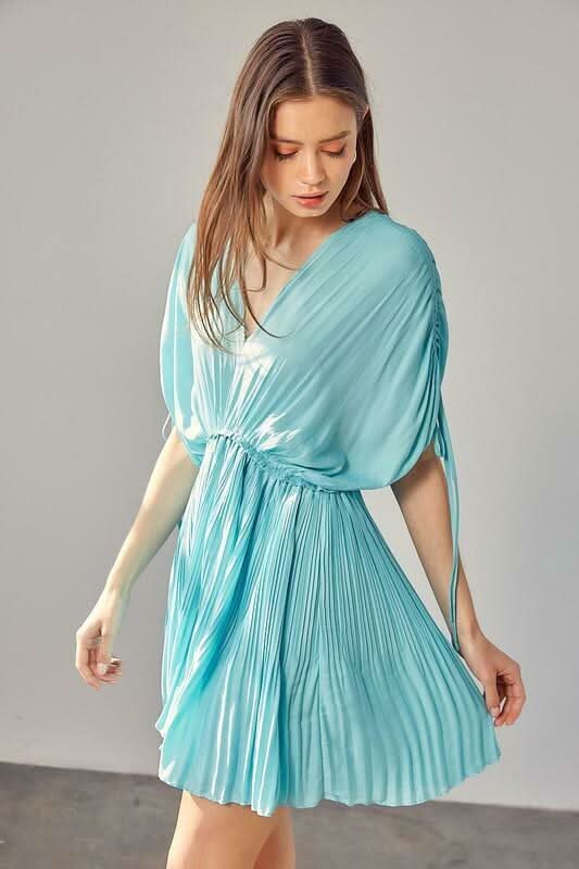 Kayla Milky Blue Dolman Short Sleeve Mini Dress