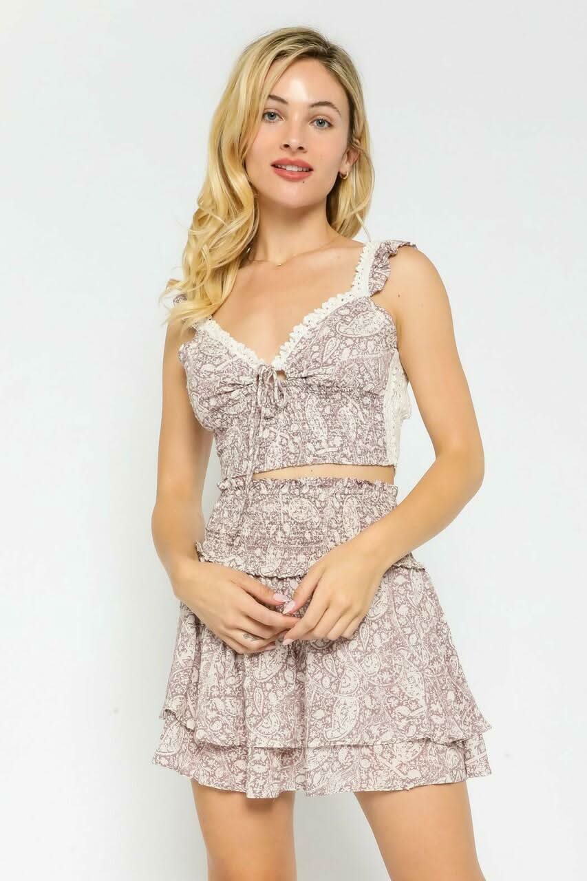 Luna Purple Dusk Paisley Two-Piece Mini Dress