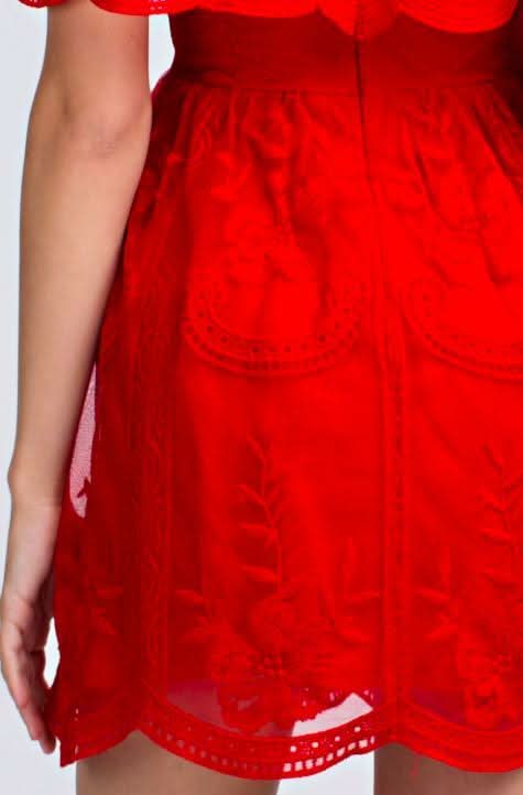 Endless Lace Red Off-the-Shoulder Dress