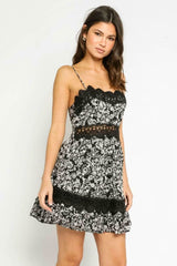 Instant Charmer Black Floral Print Mini Dress