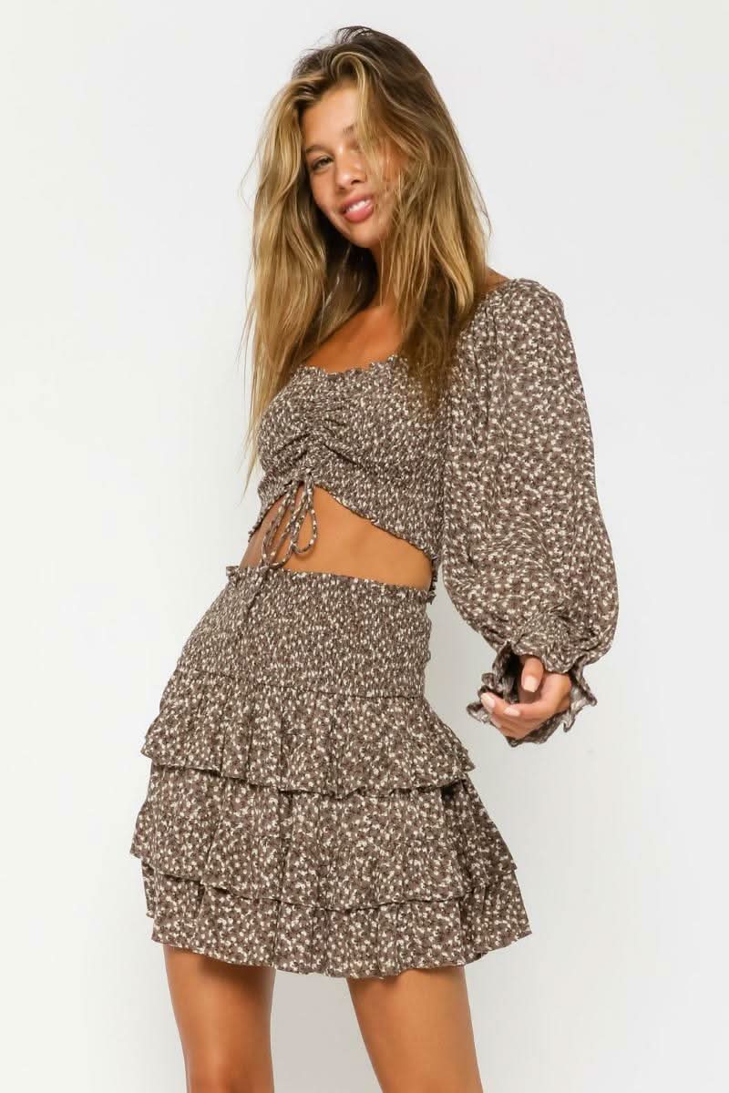 Give Me Fever Mocha Print Two-Piece Dress