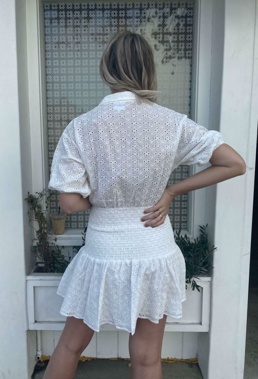 Blair White Eyelet Mini Dress