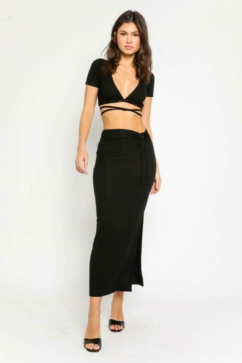 Style Iconic Black Two-Piece Midi Dress