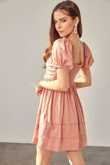 Josephine Rose Ruched Puff Sleeve Mini Dress