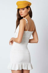 Adalene White Smocked Tie-Front Cami Dress