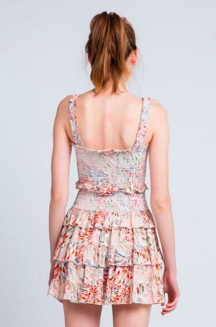 Faye Boho Print Two-Piece Smocked Mini Dress