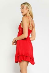 Ava Red Crochet Lace Mini Dress