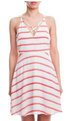 Lush Katie White and Red Striped Sundress