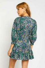 Loretta Green Floral Print Mini Dress