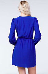 Hannah Royal Blue Long Sleeve Wrap Dress