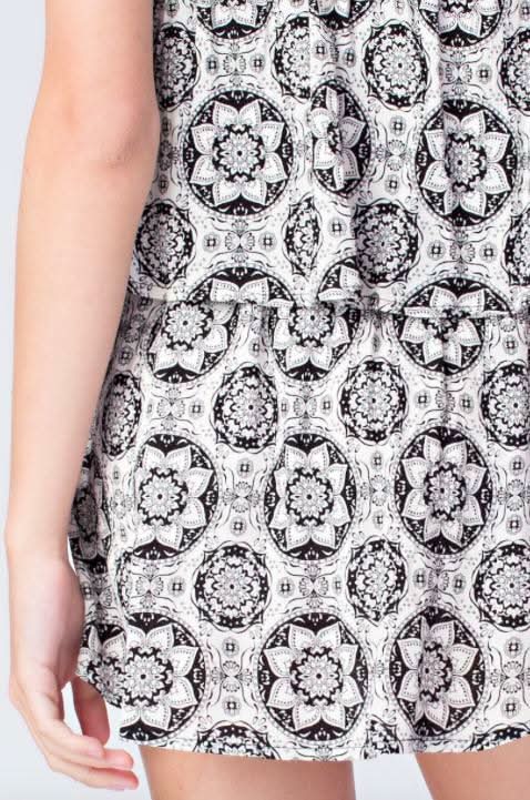 Mandala Black and Ivory Print Skort Dress