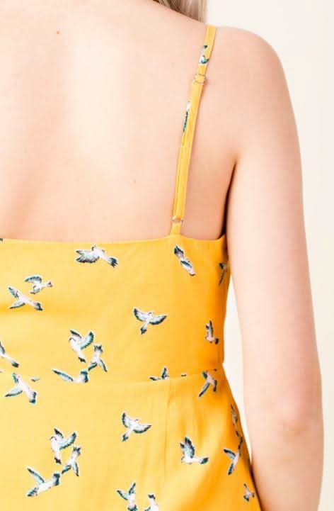 Mila Yellow Bird Print Skort Dress