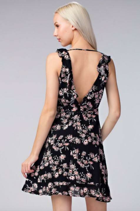 Garden Party Floral Print Ruffle Dress