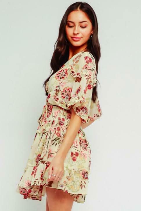 Jess Wild Botanical Floral Print Ruffle Dress