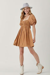 Chloe Biscuit Puff Sleeve Mini Dress