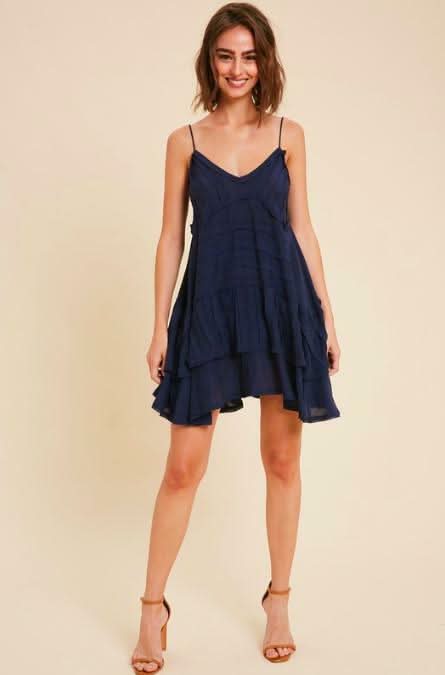 Cara Navy Swing Dress