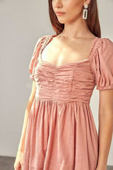 Josephine Rose Ruched Puff Sleeve Mini Dress