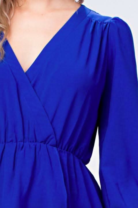 Hannah Royal Blue Long Sleeve Wrap Dress
