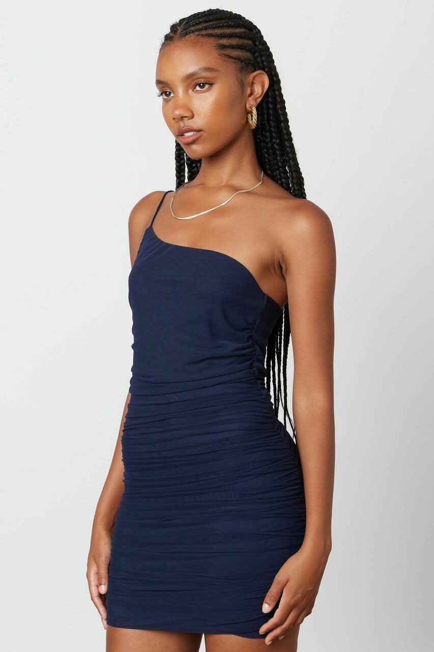 Krista Navy One Shoulder Bodycon Dress