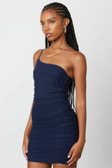 Krista Navy One Shoulder Bodycon Dress