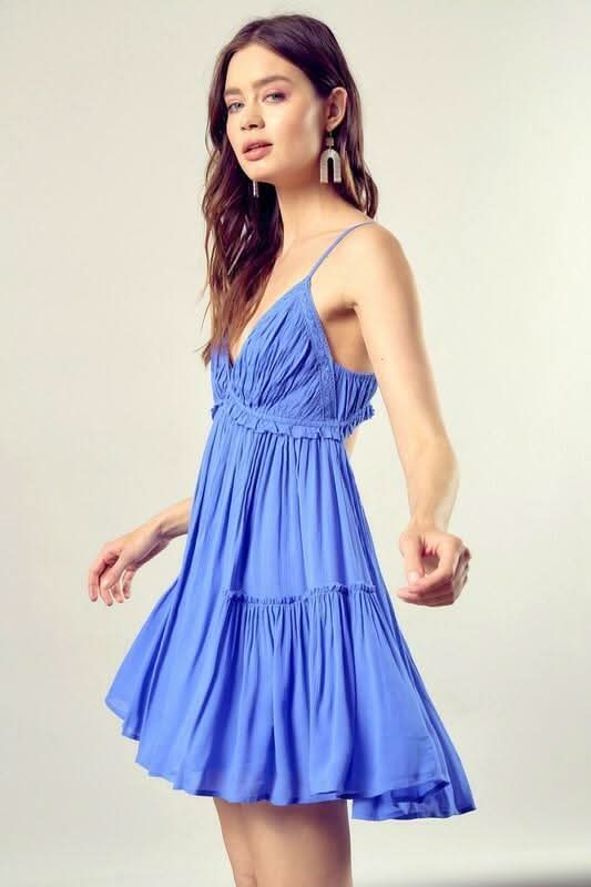 Dani Periwinkle Blue Cami Ruffle Mini Dress