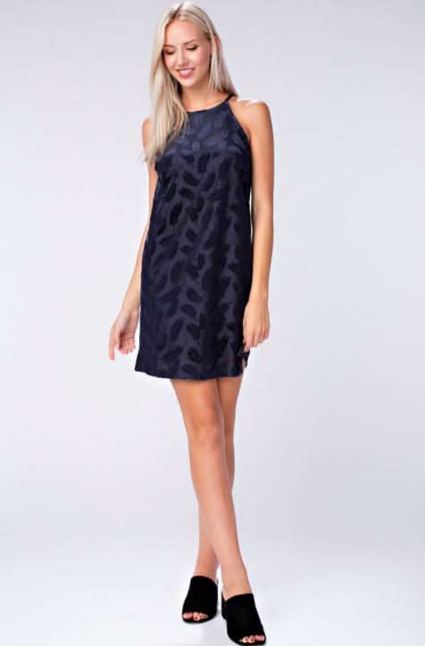 Demi Navy Burnout Velvet Shift Dress