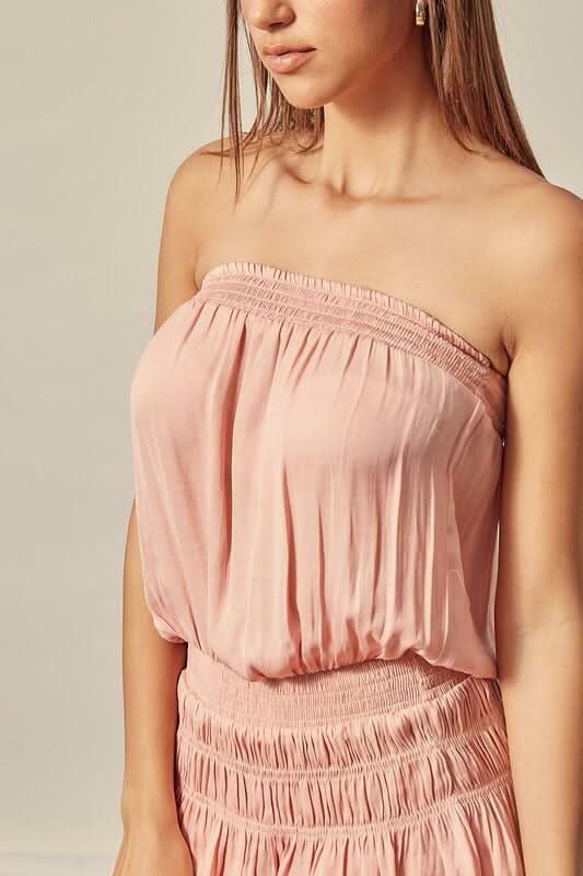 Lovely and Sweet Coral Cloud Strapless Mini Dress