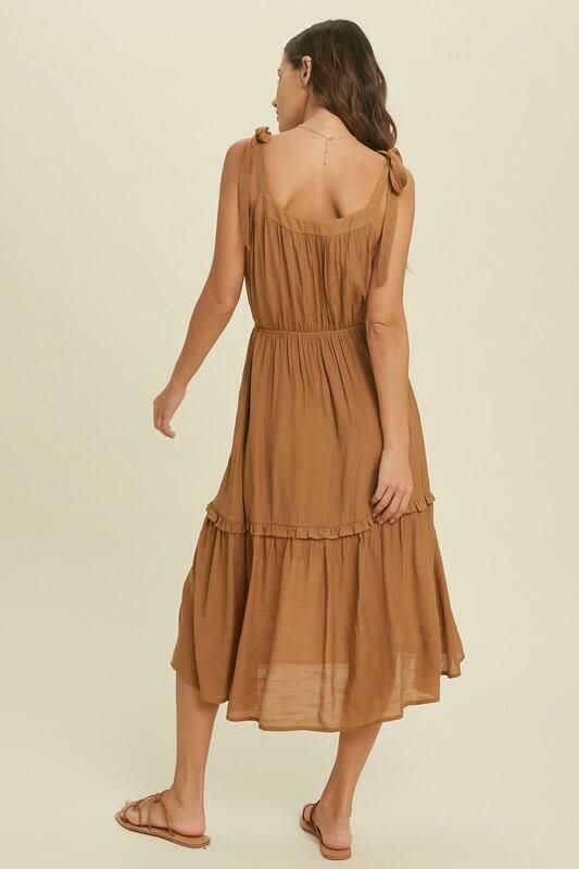 Why Wait Gucci Brown Tie-Strap Midi Dress