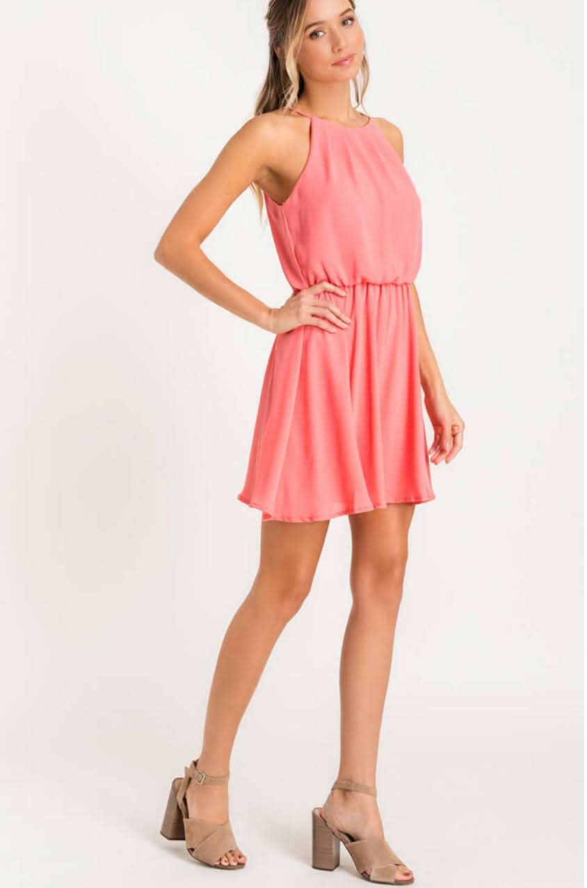 Feeling Flirty Pink Blouson Skater Dress