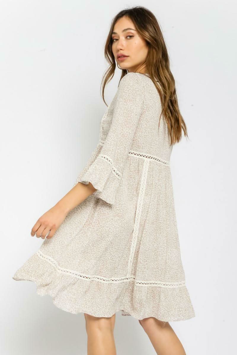 If Only Khaki Leopard Print Swing Dress