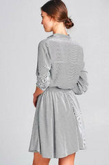 Emily Black and White Striped Skater Shirt Dress