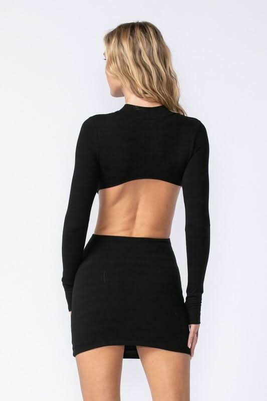 Delia Black Cutout Sweater Dress