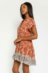 Dulce Rust Floral Print Mini Dress