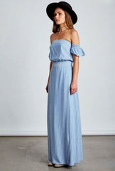 Malibu Chambray Blue Stripe Maxi Dress