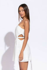 Poised For Grace White Eyelet One Shoulder Flare Dress