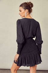 Carlie Black Long Sleeve Mini Dress