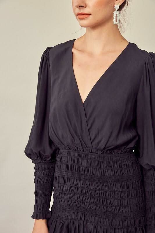 Carlie Black Long Sleeve Mini Dress