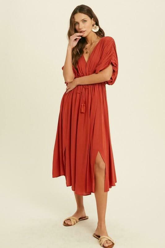 Truly Perfect Brick Red Midi Dress