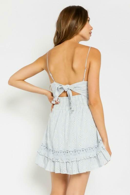 Instant Charmer Light Blue Eyelet Mini Dress
